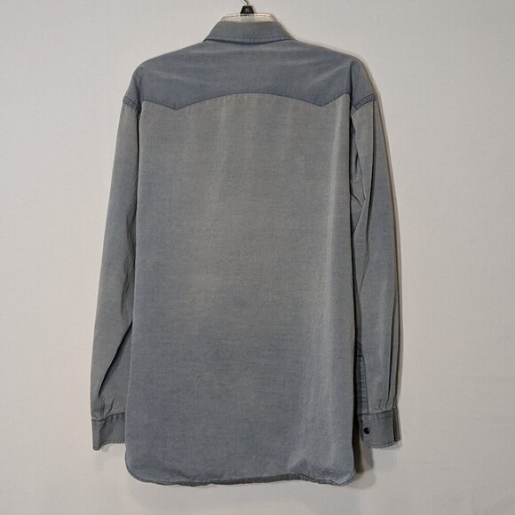 MCKENZIE TRIBE Men's Acid Wash Blue Chambray, Snap Long Sleeve Shirt; Size L-XL - Picture 3 of 6